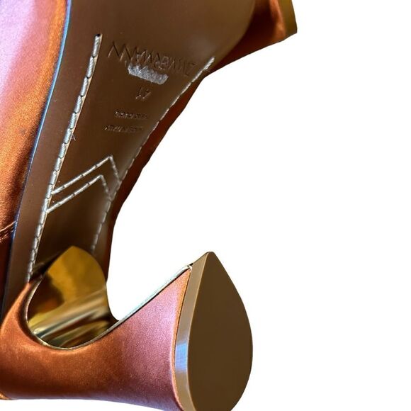 ZIMMERMANN Silk Copper Satin Stretch Sock Knee Boots - Chain-trim not included - Picture 10 of 12